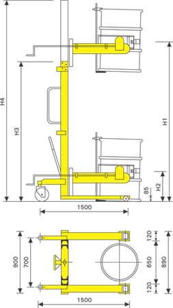 Hydraulic Drum Lifter & Tilter Diagram