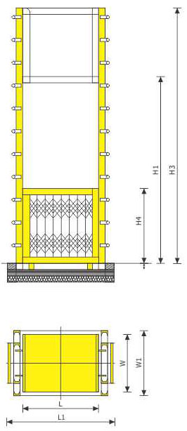 Hydraulic Goods Lifts (Four Channel Guide) Diagram
